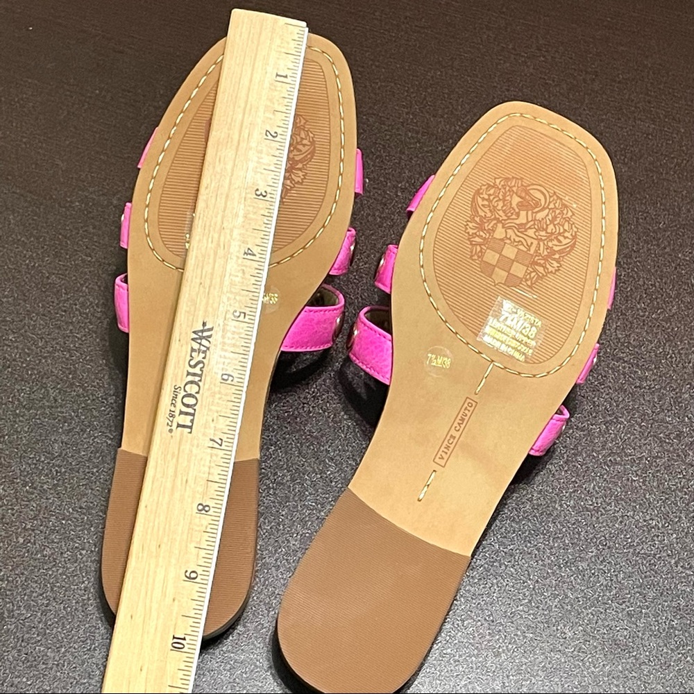Vince Camuto Women's Studded Slip On Slide Sandal Vazista Pop Pink Pop Gloss New - Picture 13 of 16
